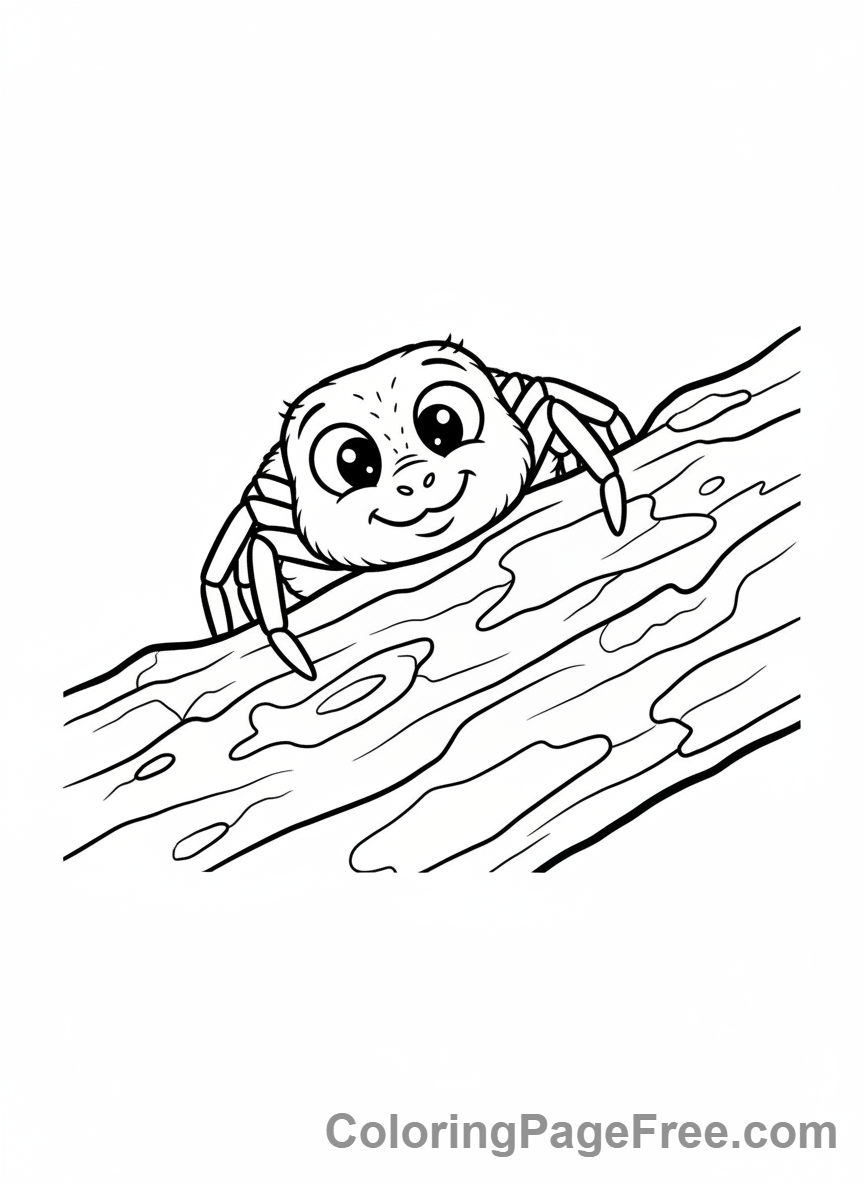 Spider coloring page - Spider peeking out
