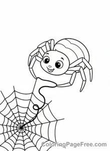 Spider coloring page - Spider spinning web