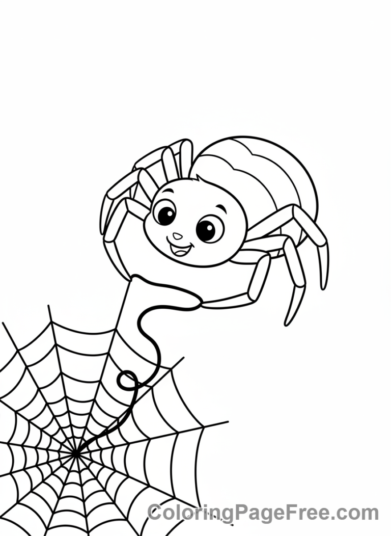 Spider coloring page - Spider spinning web