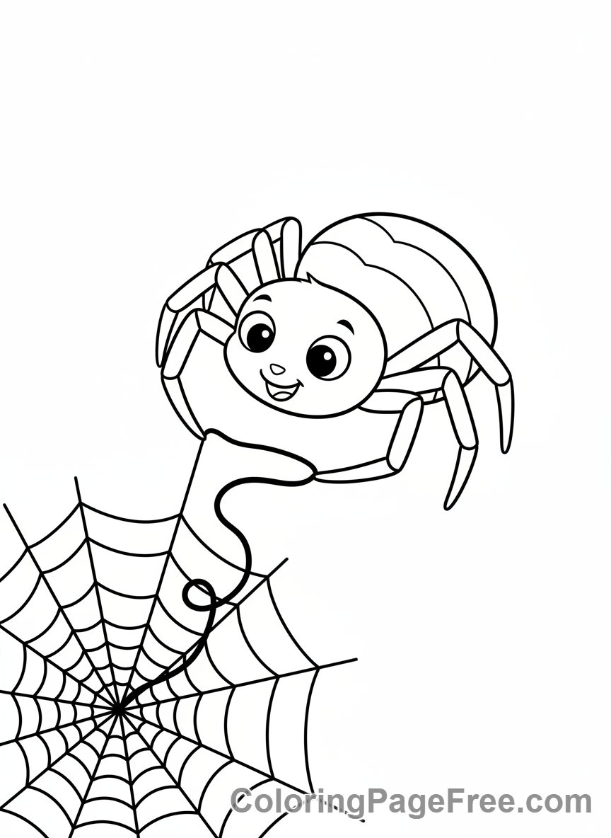 Spider coloring page - Spider spinning web