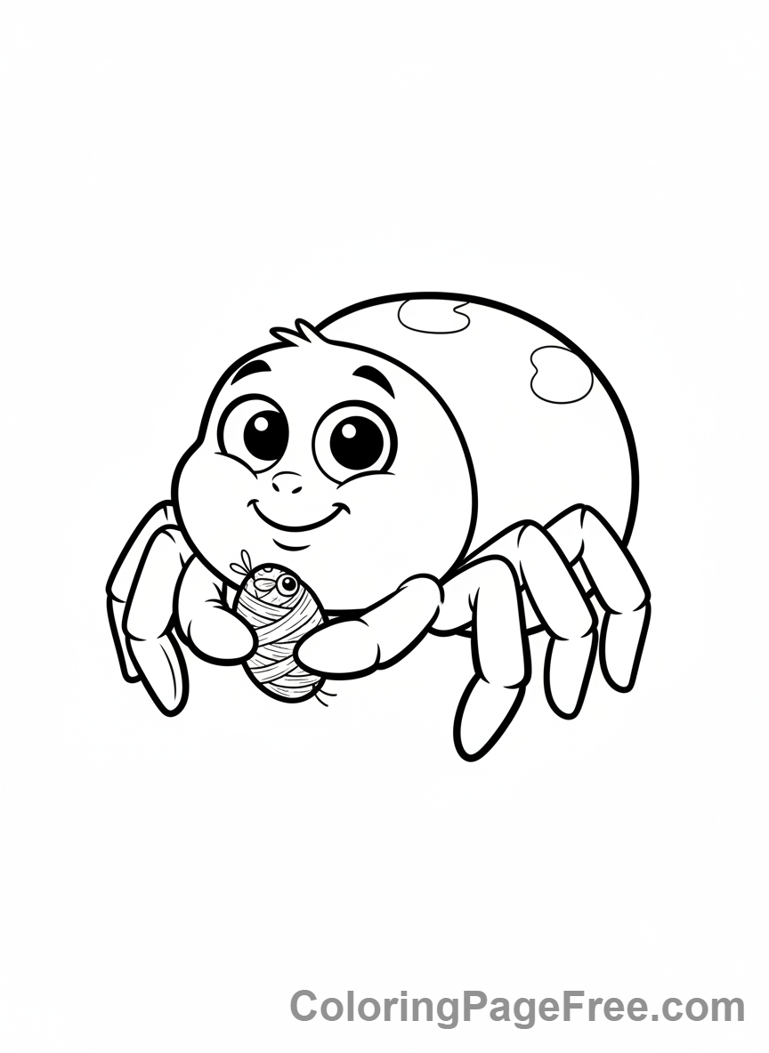 Spider coloring page - Spider with captured fly