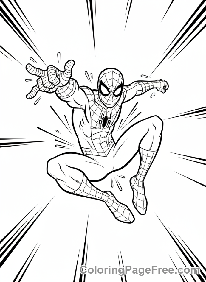 Spiderman coloring page - Spiderman action pose