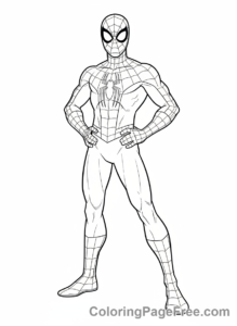 Spiderman coloring page - Spiderman heroic stance