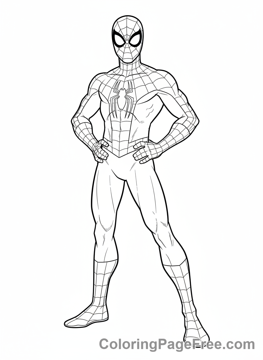 Spiderman coloring page - Spiderman heroic stance