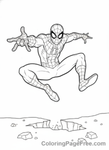 Spiderman coloring page - Spiderman leaping high
