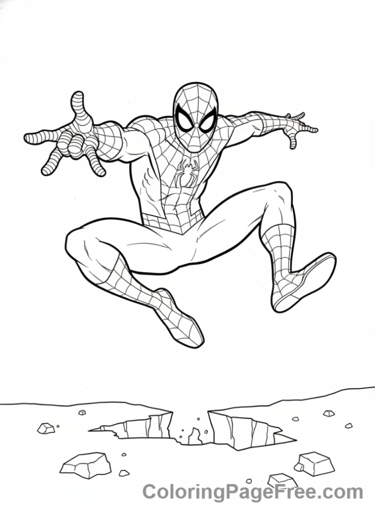 Spiderman coloring page - Spiderman leaping high