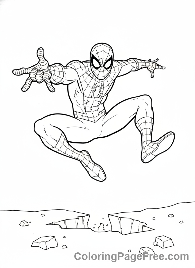 Spiderman coloring page - Spiderman leaping high