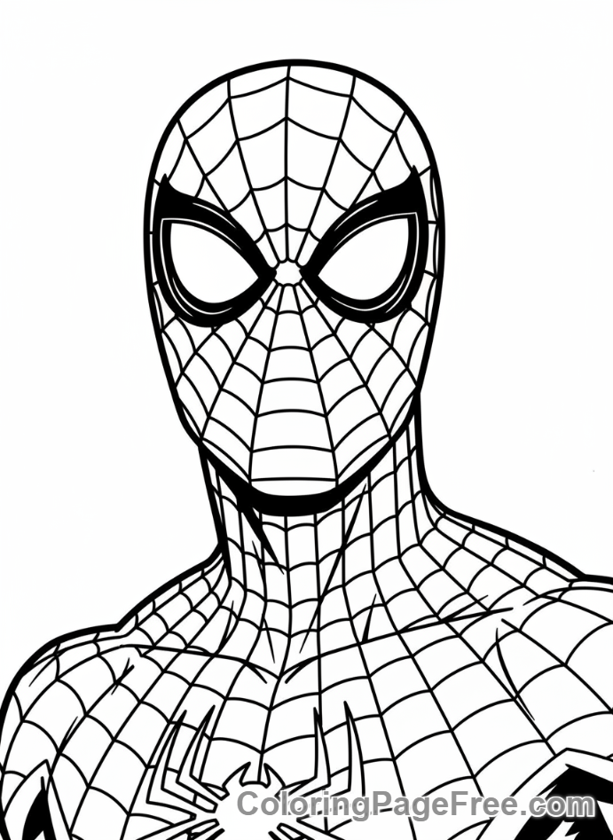 Spiderman coloring page - Spiderman mask close-up