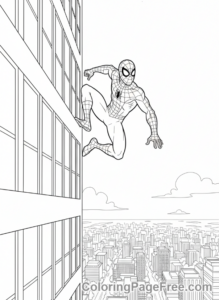 Spiderman coloring page - Spiderman running wall