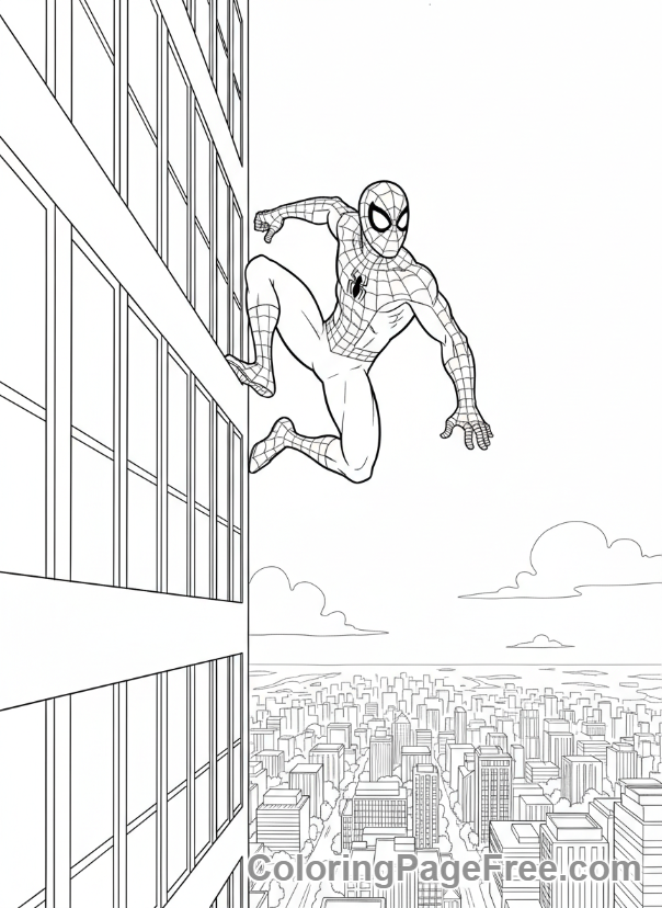 Spiderman coloring page - Spiderman running wall