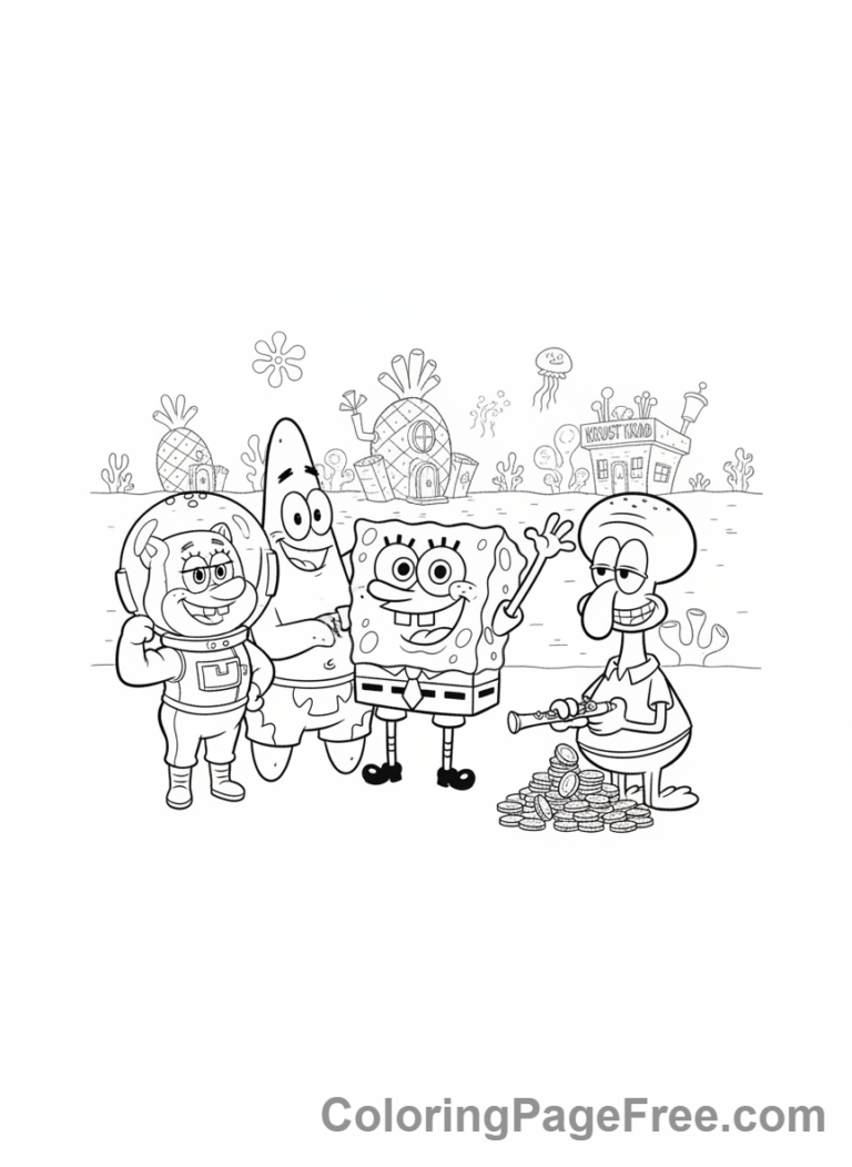 Spongebob coloring page - Bikini Bottom friends