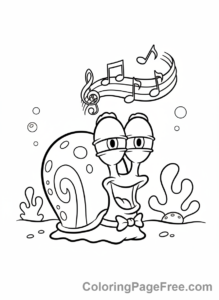 Spongebob coloring page - Gary meowing close