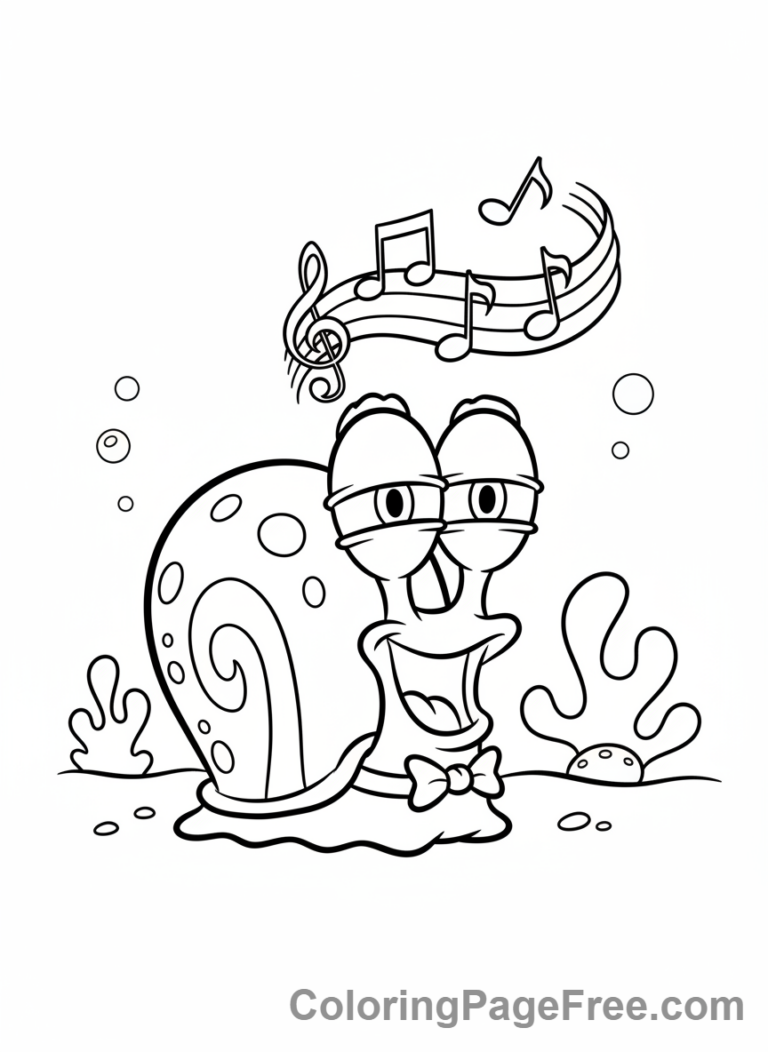 Spongebob coloring page - Gary meowing close