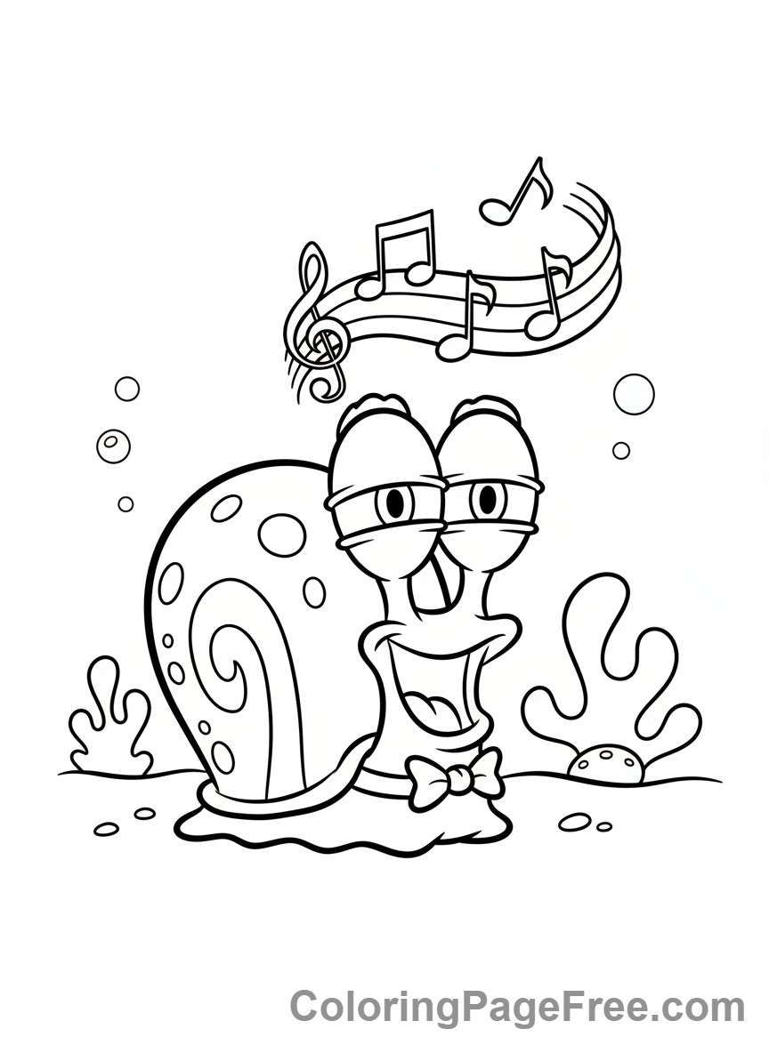 Spongebob coloring page - Gary meowing close