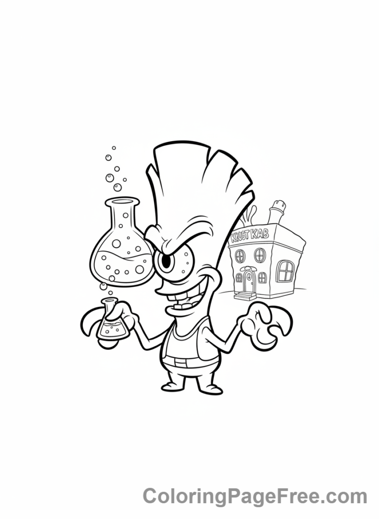 Spongebob coloring page - Plankton scheming close