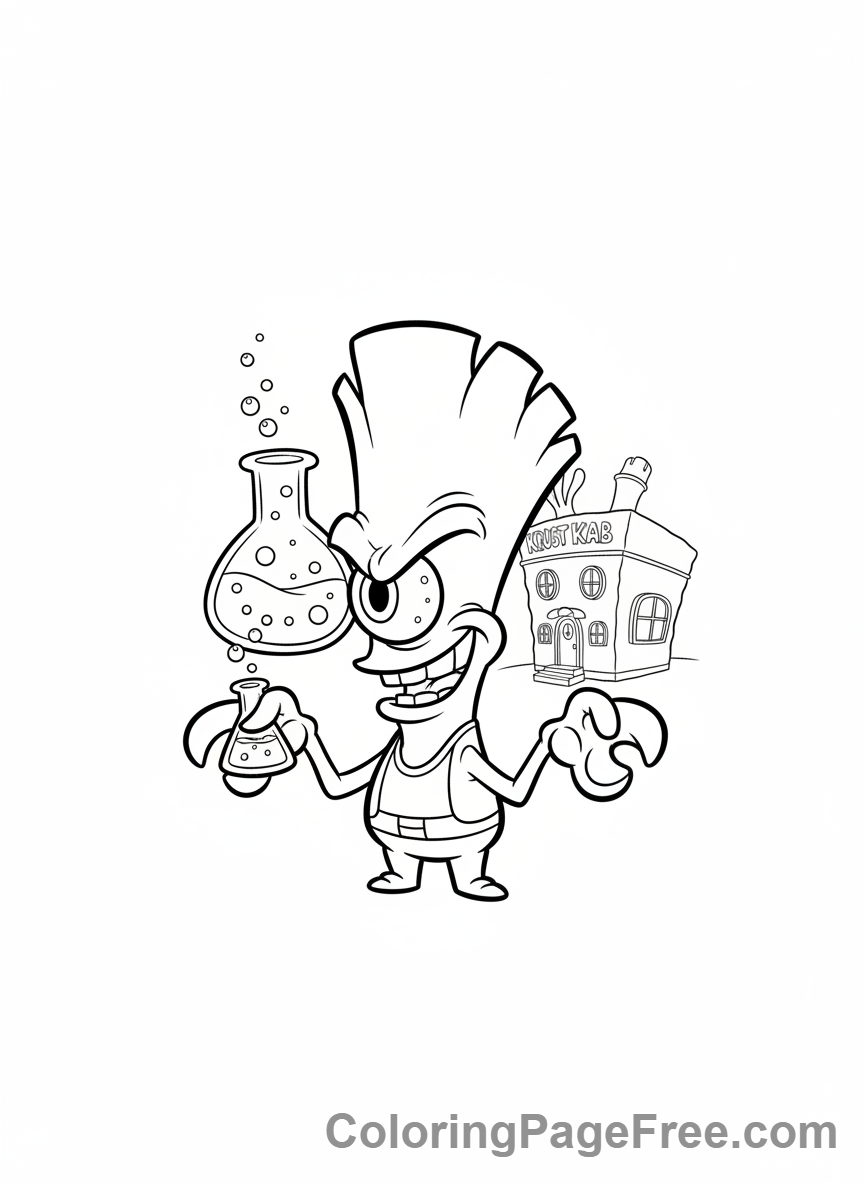 Spongebob coloring page - Plankton scheming close