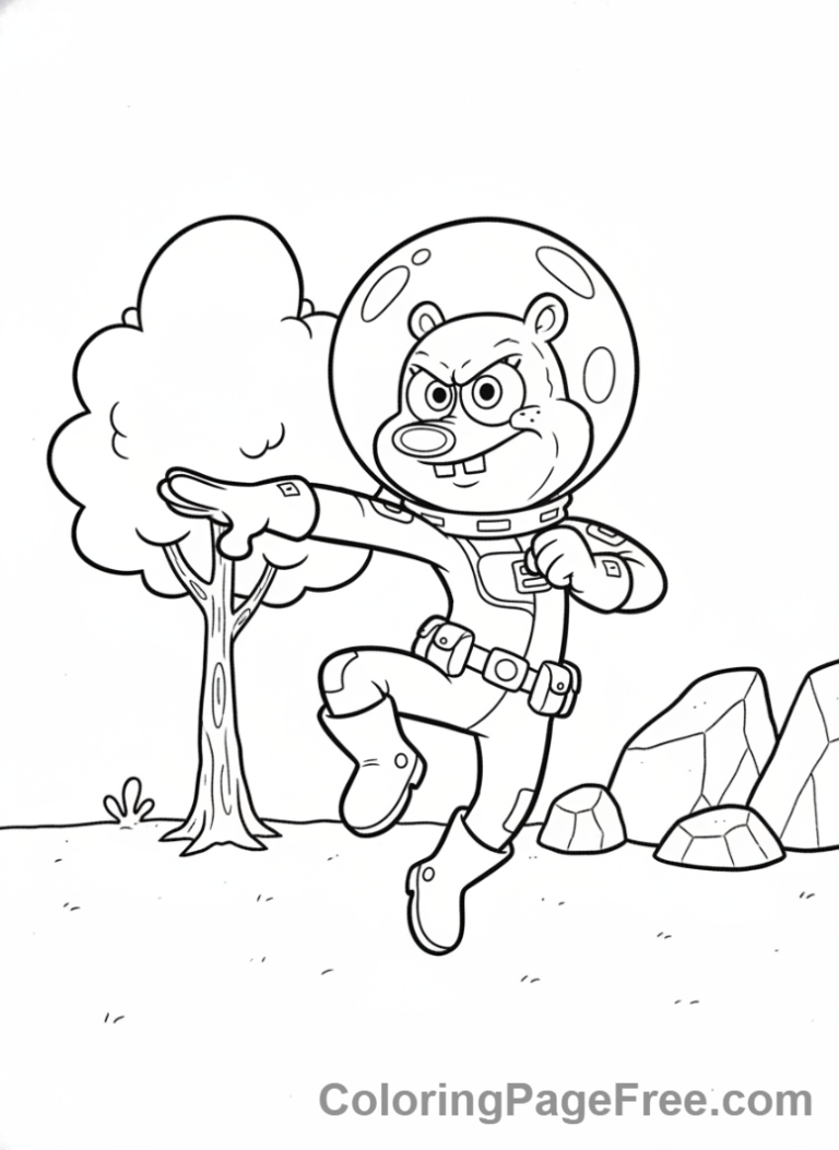 Spongebob coloring page - Sandy karate chop