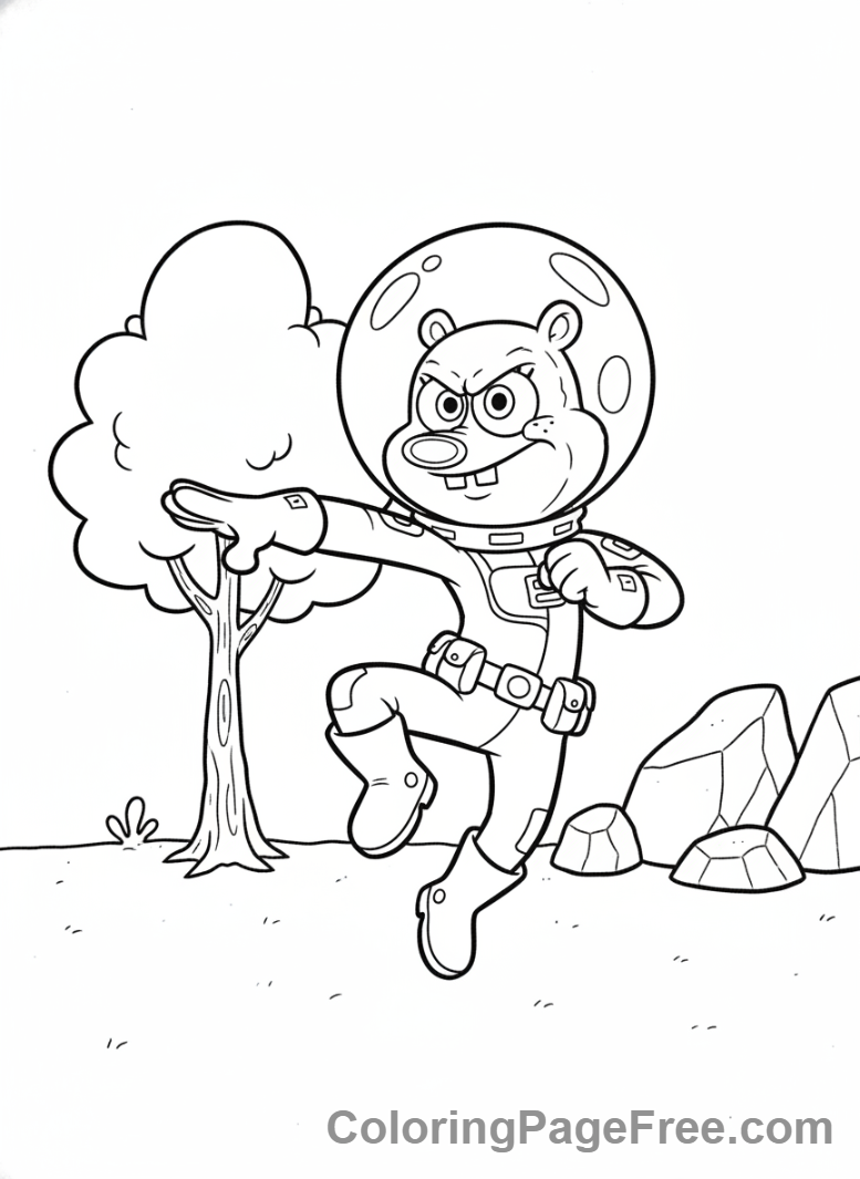 Spongebob coloring page - Sandy karate chop