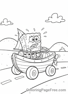 Spongebob coloring page - Spongebob driving boat
