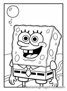 Spongebob coloring page - Spongebob smiling close