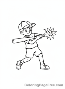 Sports coloring page - baseball kid batter