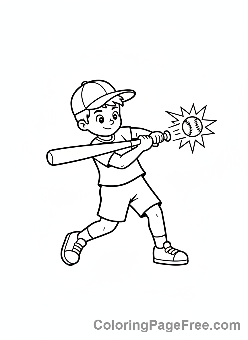 Sports coloring page - baseball kid batter