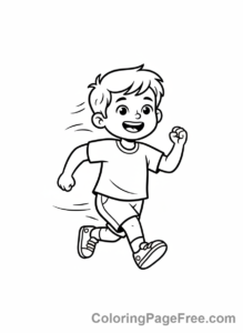 Sports coloring page - child running sprint