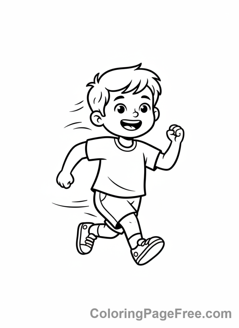 Sports coloring page - child running sprint