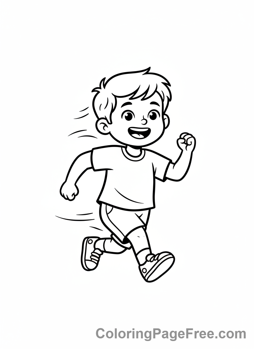 Sports coloring page - child running sprint