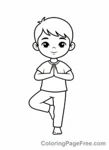 Sports coloring page - kid yoga pose