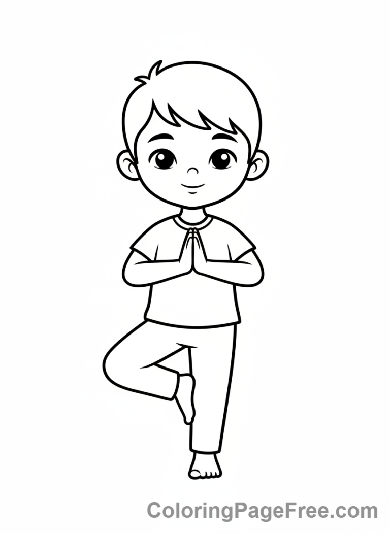 Sports coloring page - kid yoga pose