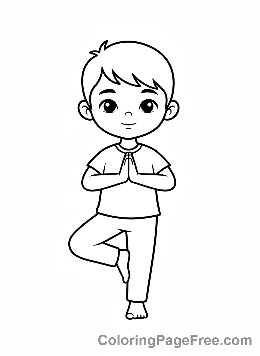 Sports coloring page - kid yoga pose