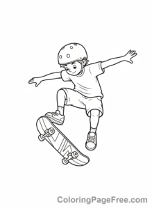 Sports coloring page - skateboard boy trick