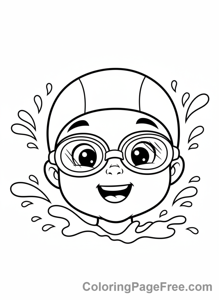 Sports coloring page - swimmer close-up
