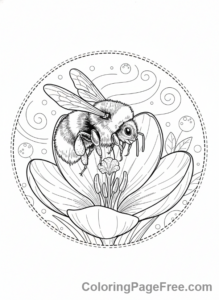 Spring Flowers coloring page - Bee crocus pollination