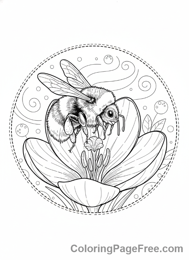 Spring Flowers coloring page - Bee crocus pollination