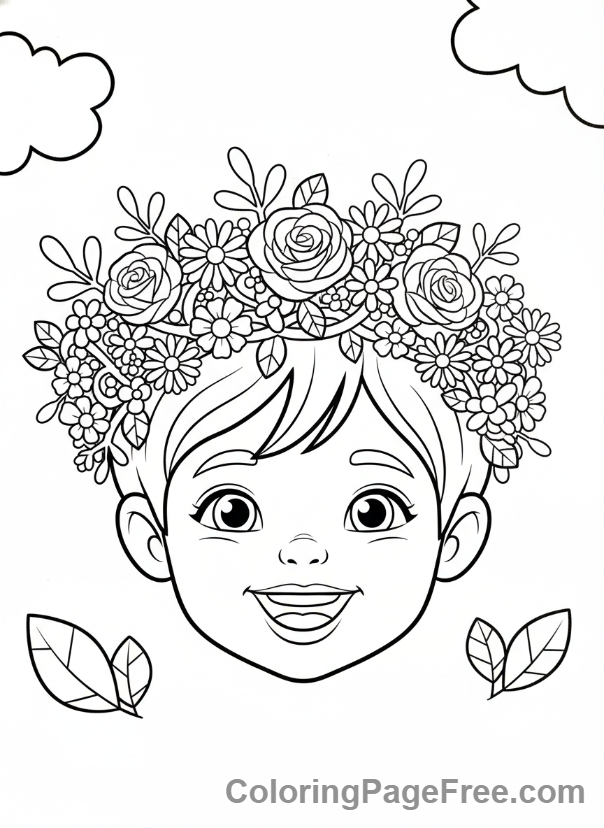 Spring Flowers coloring page - Child flower crown
