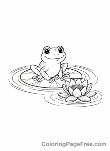 Spring Flowers coloring page - Frog water lily