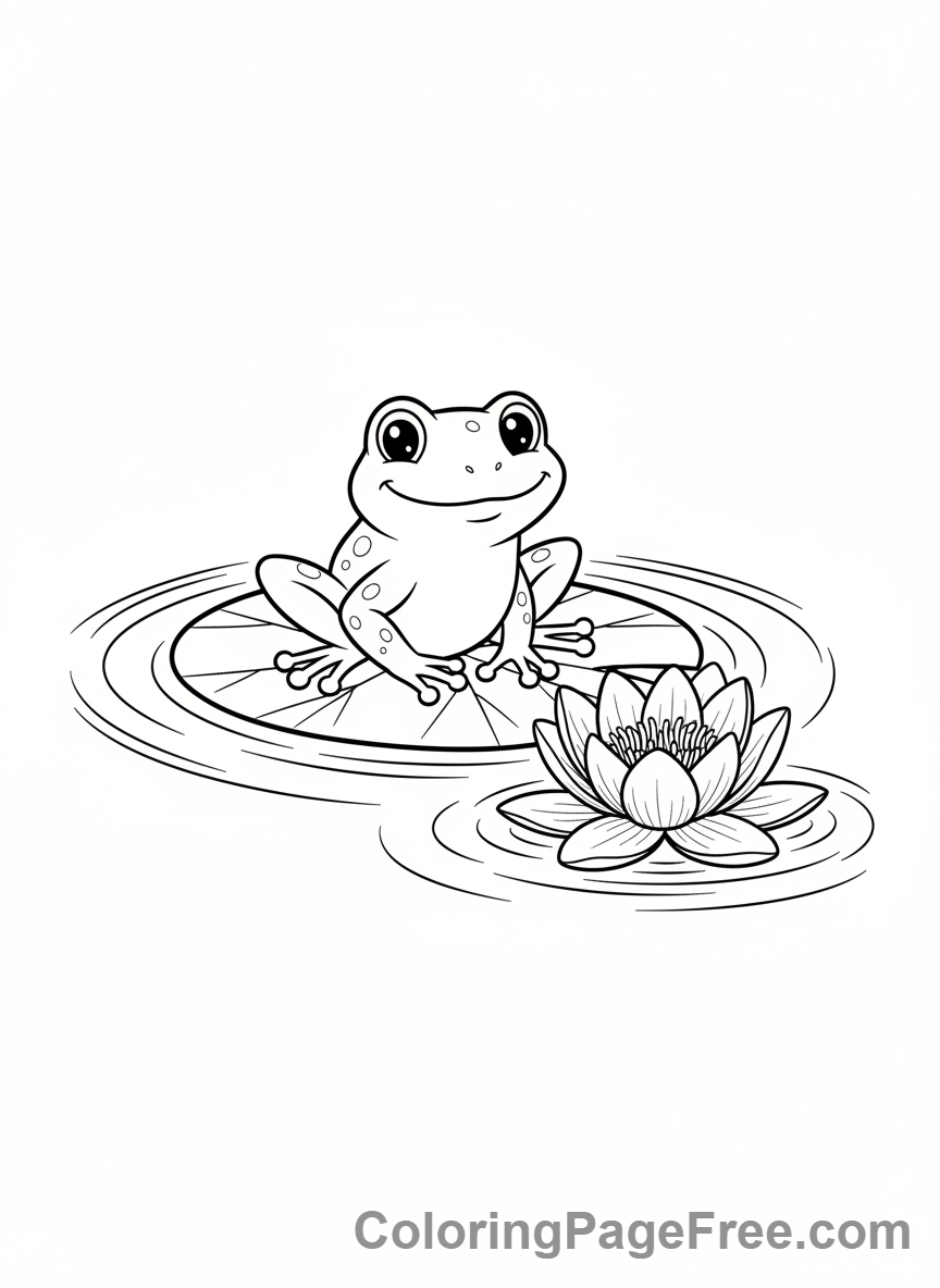 Spring Flowers coloring page - Frog water lily