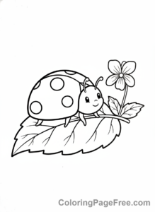 Spring Flowers coloring page - Ladybug flower leaf