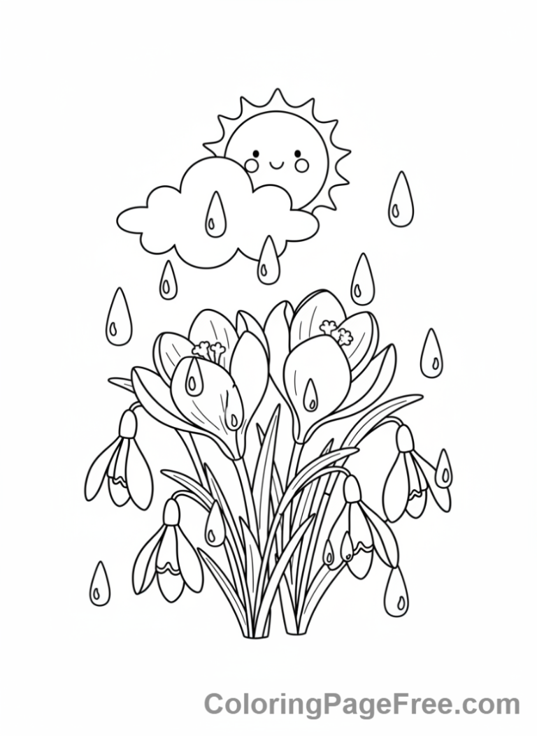 Spring Flowers coloring page - Raindrop flowers