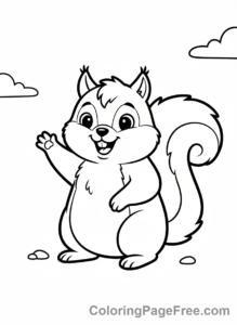 Squirrel coloring page - Cartoon squirrel happy