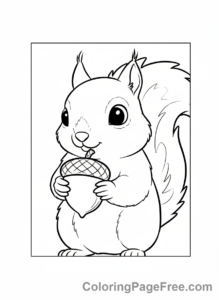 Squirrel coloring page - Squirrel acorn focus