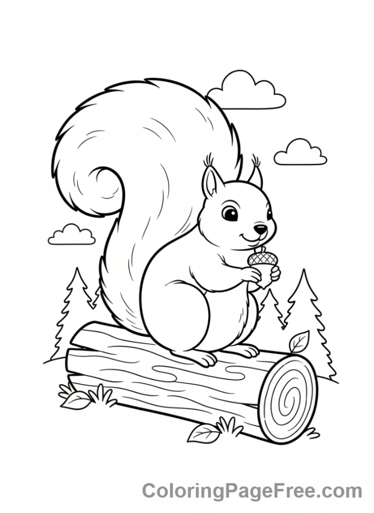 Squirrel coloring page - Squirrel big tail