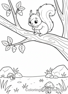 Squirrel coloring page - Squirrel high tree