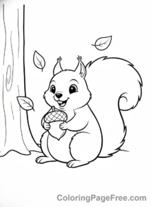 Squirrel coloring page - Squirrel sitting nut