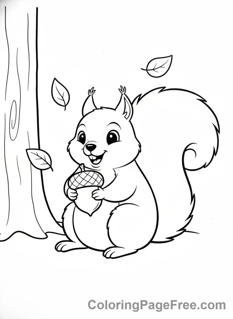 Squirrel coloring page - Squirrel sitting nut