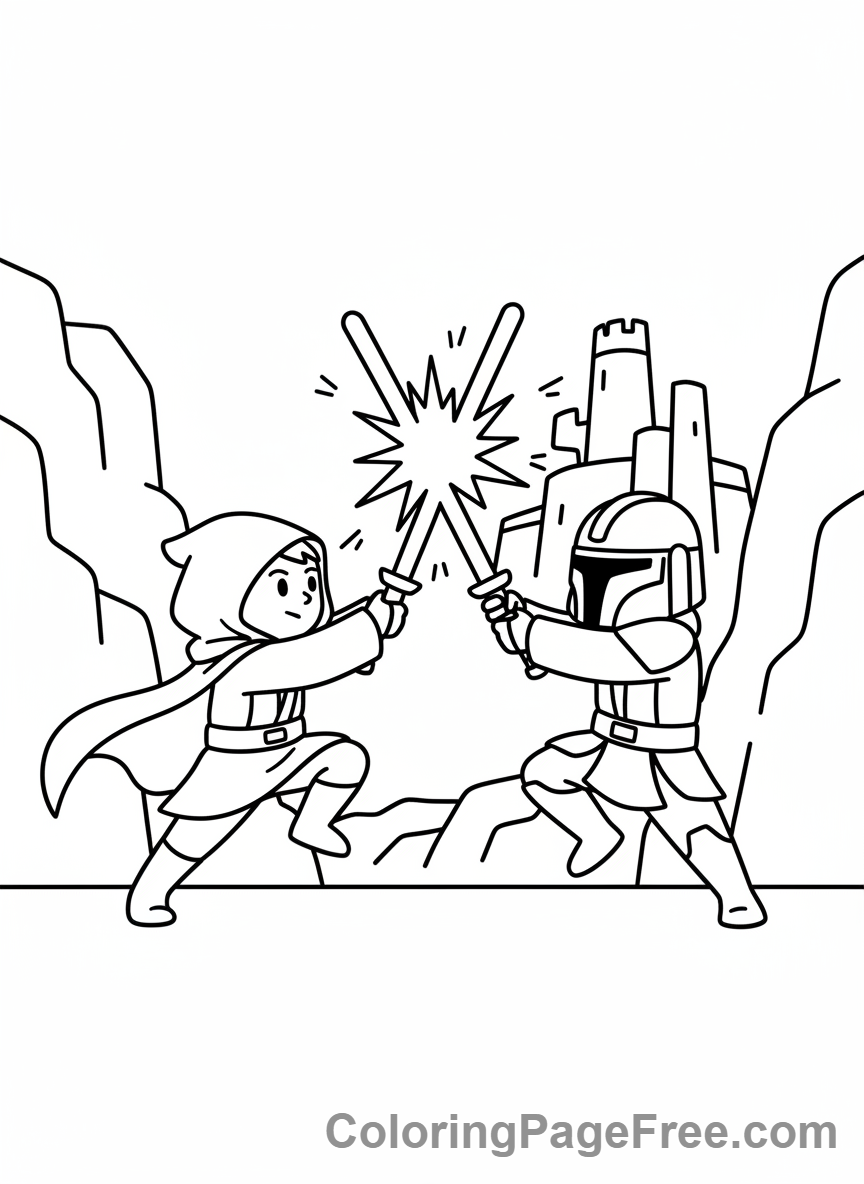 Star Wars coloring page - Epic Lightsaber Duel
