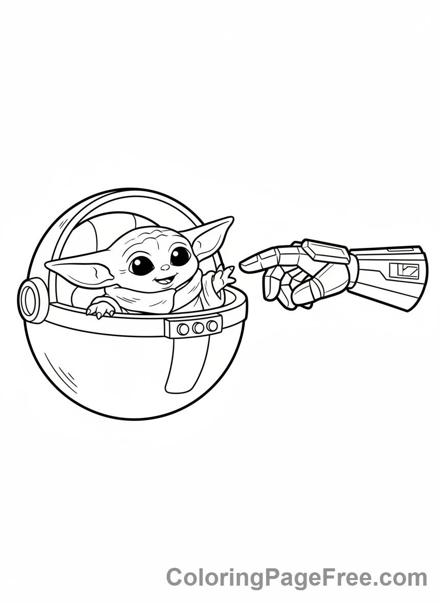 Star Wars coloring page - Grogu Mandalorian Pod