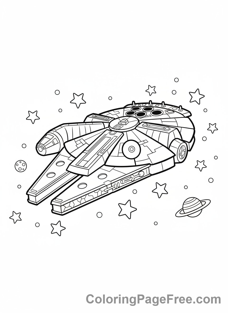 Star Wars coloring page - Millennium Falcon Flying